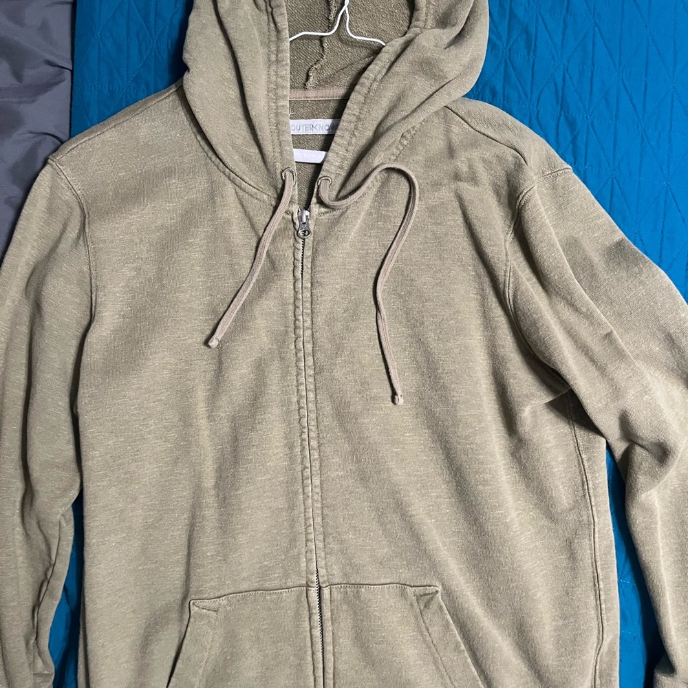 Olive Green Zip-Up Hoodie